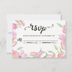 Rosa Watercolor Tulips Bröllop OSA Kort