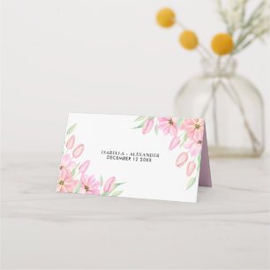 Rosa Watercolor Tulips Bröllop Placeringskort