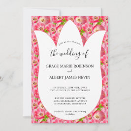 Rosa Watercolor Tulips bröllopsinbjudan Inbjudningar