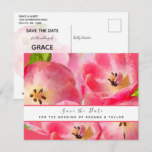 Rosa Watercolor Tulips Spara datum Vykort