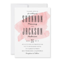 Rosa Watercolor Tvättar bröllopsinbjudan