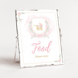 Rosa Watercolor Vapensköld Baby Shower Food Poster