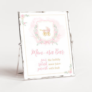Rosa Watercolor Vapensköld Baby Shower Mamma Osa P Poster