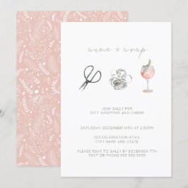 Rosa Watercolor Vin Wrap Julens Julfest Inbjudningar