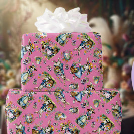 Rosa Watercolor Vintage Påskhare  Eggs Blommigt Presentpapper