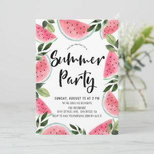 Rosa Watercolor Watermelon Summer Party Inbjudningar