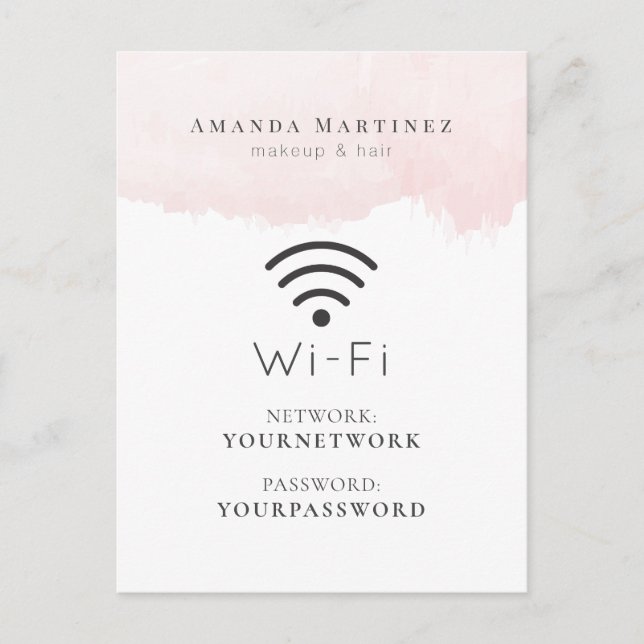  Rosa Watercolor Wi-Fi-vykort Vykort (Framsida)