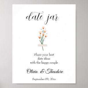 Rosa Watercolor Wildblomme Bröllop Date Burk Poster