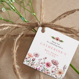 Rosa Watercolor Wildblommes Tack Favorittaggar - Gåvor Etiketter
