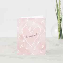 Rosa Watercolor X och O Valentine Day Card Kort