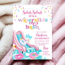 Rosa Waterglid Bassäng Party födelsedag Inbjudningar