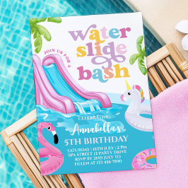 Rosa Waterglid Bassäng Party födelsedag Inbjudningar