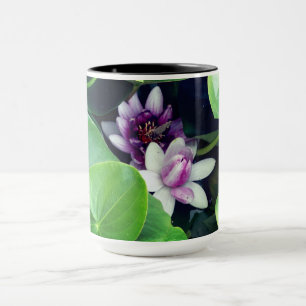 Rosa Waterlilies Blommigt Photo Throw Mugg