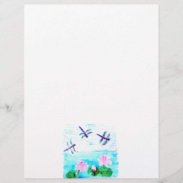 Rosa Waterlily Pond Painting with Dragonfly (Framsida)