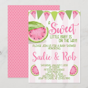 Rosa Watermelon Baby Shower-inbjudan Inbjudan