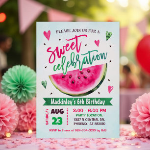Rosa Watermelon Födelsedagsfest Sweet Firande Inbjudningar