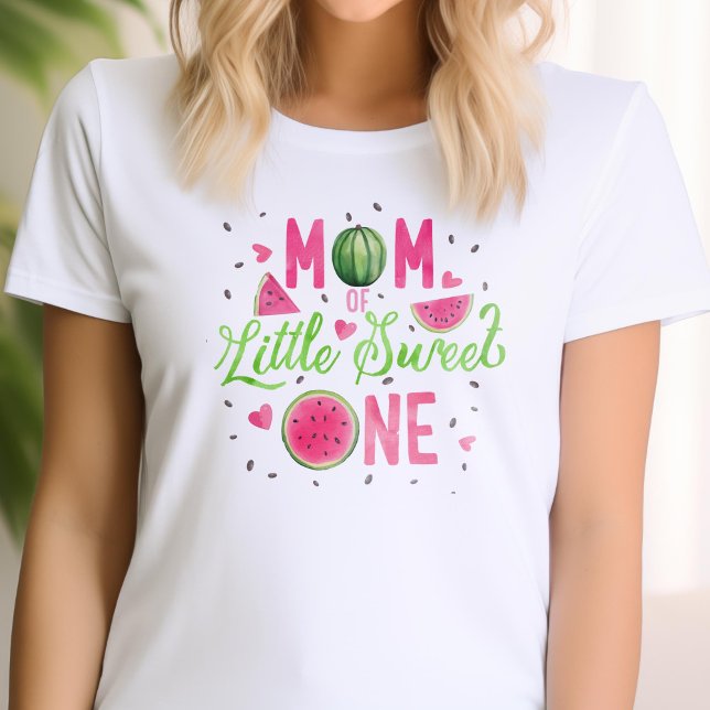 rosa Watermelon frukt 1:a födelsedag, mamma T Shirt (pink one in a melon, girl first birthday, mom's t-shirt)