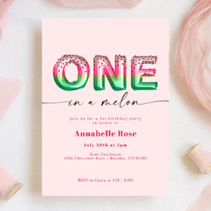 Rosa Watermelon Girl First Birthday-inbjudan Inbjudningar