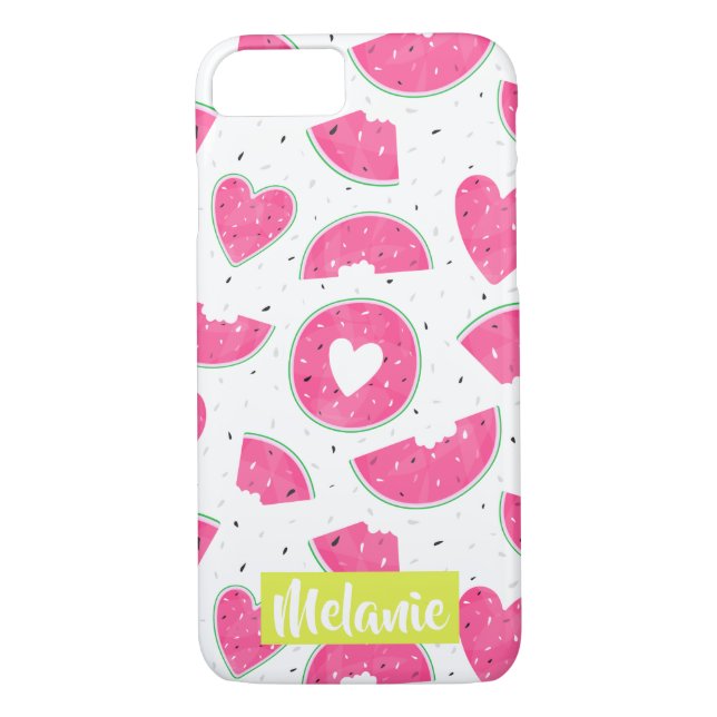 Rosa Watermelon Heart Summer Mönster Personlig Case-Mate iPhone Skal (Baksida)