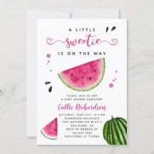 Rosa Watermelon Little Sweets Baby Shower-inbjudan