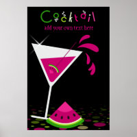 Rosa Watermelon Martini Cocktail Party Poster