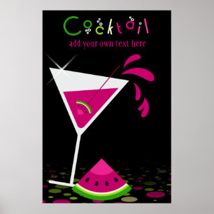 Rosa Watermelon Martini Cocktail Party Poster