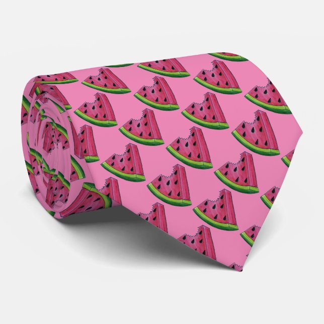 Rosa Watermelon Melon Wedge Fruit Print Foodie Tie Slips (Rullad)