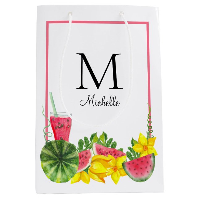 Rosa Watermelon Monogram Namn (Framsidan)