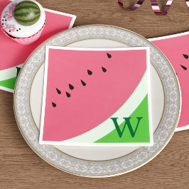 Rosa Watermelon Monogram Summer Party Napkins Pappersservett