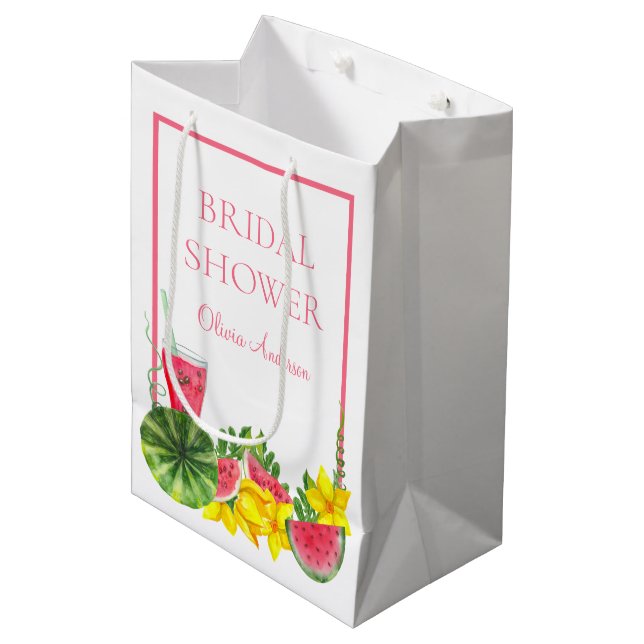 Rosa Watermelon Namn Möhippa Medium Gift Bag (Framsidan Vinklad)