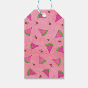 Rosa Watermelon och Nyckelpigor Presentetikett