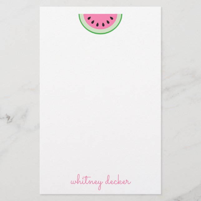 Rosa Watermelon Rand Personlig Stationery (Framsida)