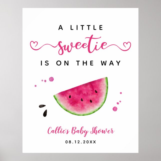Rosa Watermelon Summer Baby Shower Välkomstskylt Poster (Framsidan)