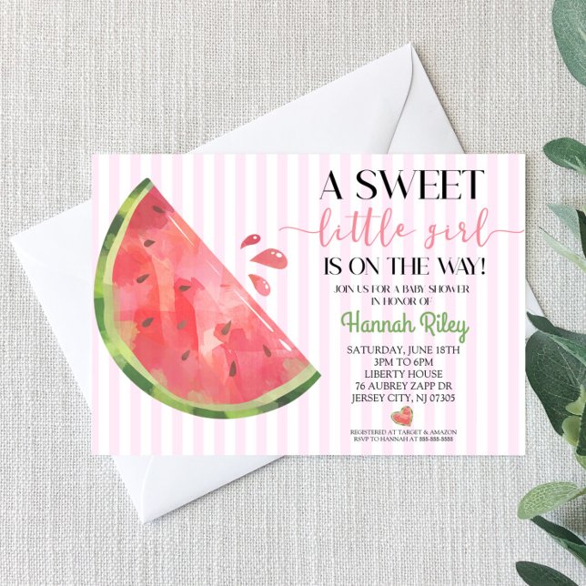 Rosa Watermelon Theter Baby Shower-inbjudan Inbjudningar (Skapare uppladdad)