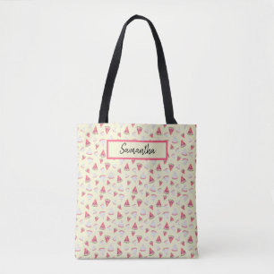 Rosa Watermelons on Blek Gult Monogrammed Tygkasse