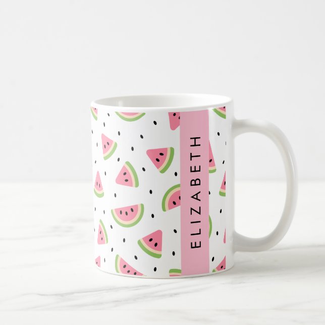 Rosa Watermelons, Watermelon Seeds, ditt namn Kaffemugg (Höger)