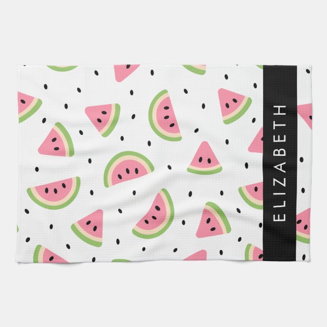 Rosa Watermelons, Watermelon Seeds, ditt namn Kökshandduk (Horisontell)