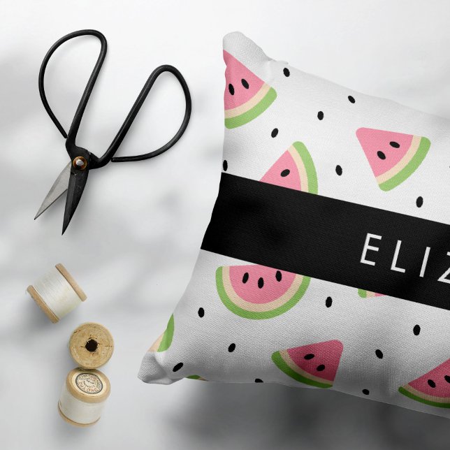Rosa Watermelons, Watermelon Seeds, ditt namn Prydnadskudde (Skapare uppladdad)