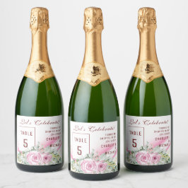 Rosa Wave & Blommigt Bordsnummer Sparkling Vin Lab