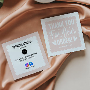  Rosa Wave-order Tack för LOGOTYP Social-ikon Fyrkantigt Visitkort