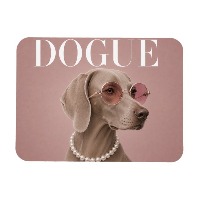 Rosa Weimaraner Hund Covergirl Magnet (Horisontell)
