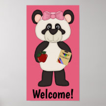 Rosa Welcome School Girl Panda Poster