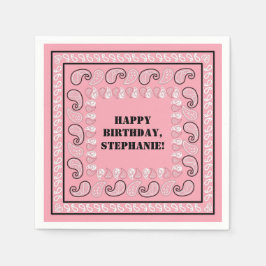 Rosa Western Bandana Print Födelsedagsfest Pappersservett