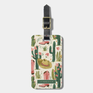 Rosa Western Cactus Luggage Taggs Bagagebricka