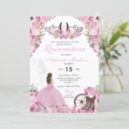 Rosa Western Charra Blommigt Boots Quinceañera Inbjudningar