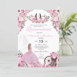Rosa Western Charra Blommigt Boots Quinceañera Inbjudningar