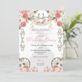 Rosa Western Charra Woman Cowgirl Quinceañera Inbjudningar