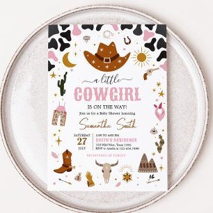 Rosa Western Cowgirl Baby Shower Inbjudningar