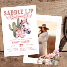 Rosa Western Cowgirl Baby Shower Photo Inbjudan
