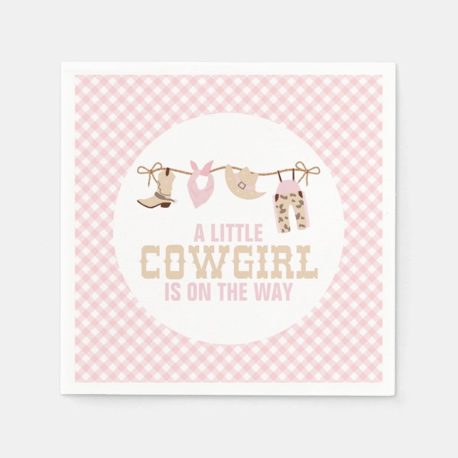 Rosa western cowgirl-babyshower pappersservett (Framsidan)